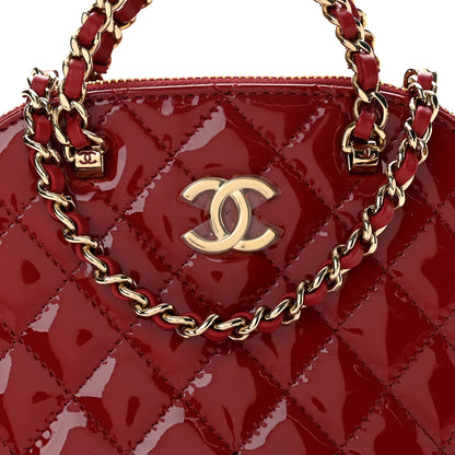 Chanel Patent Calfskin Quilted Shiny Coco Clutch With Chain Red 8 of 11