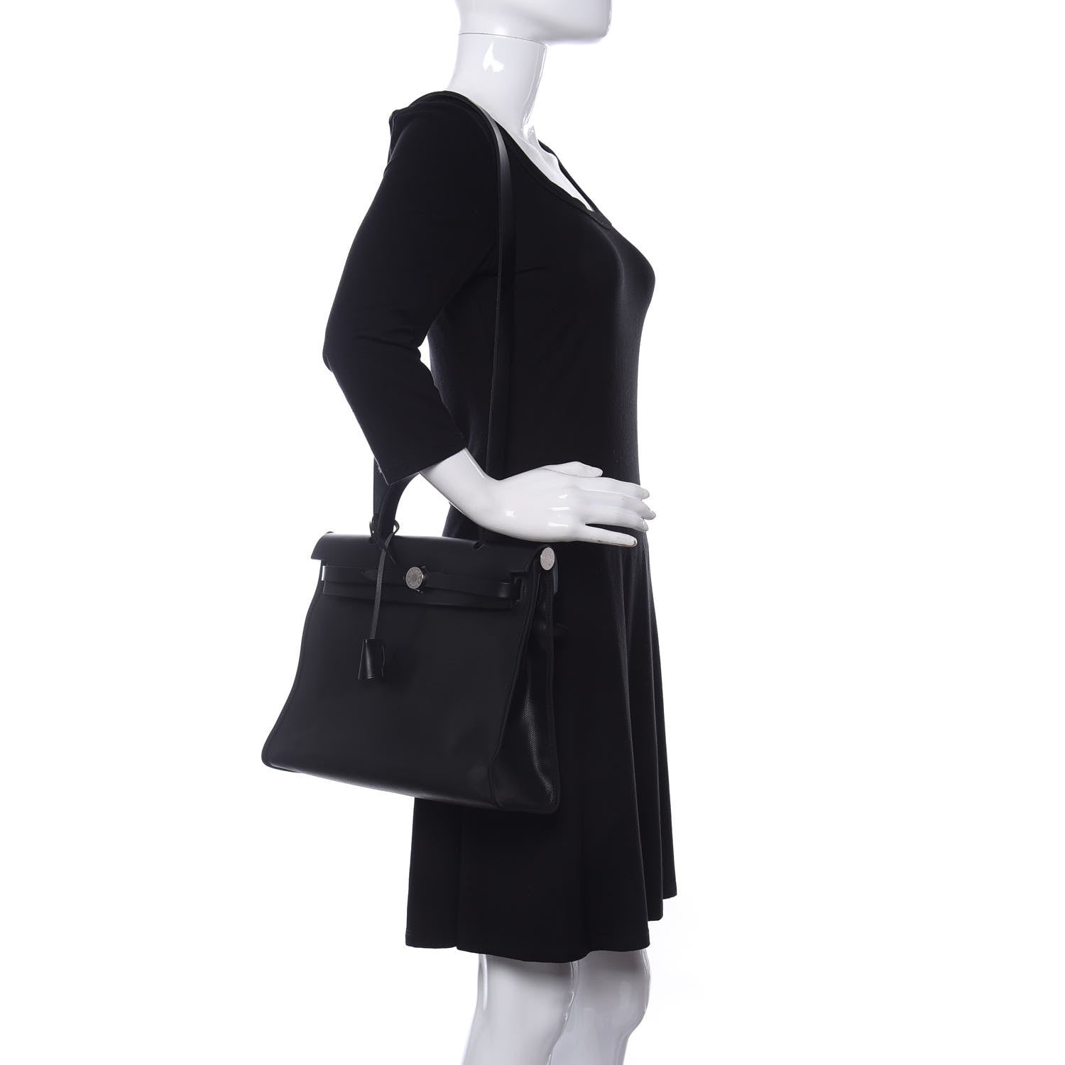 Hermes Toile H Berline Vache Hunter Herbag Zip PM 31 Black Ecru 2 of 10