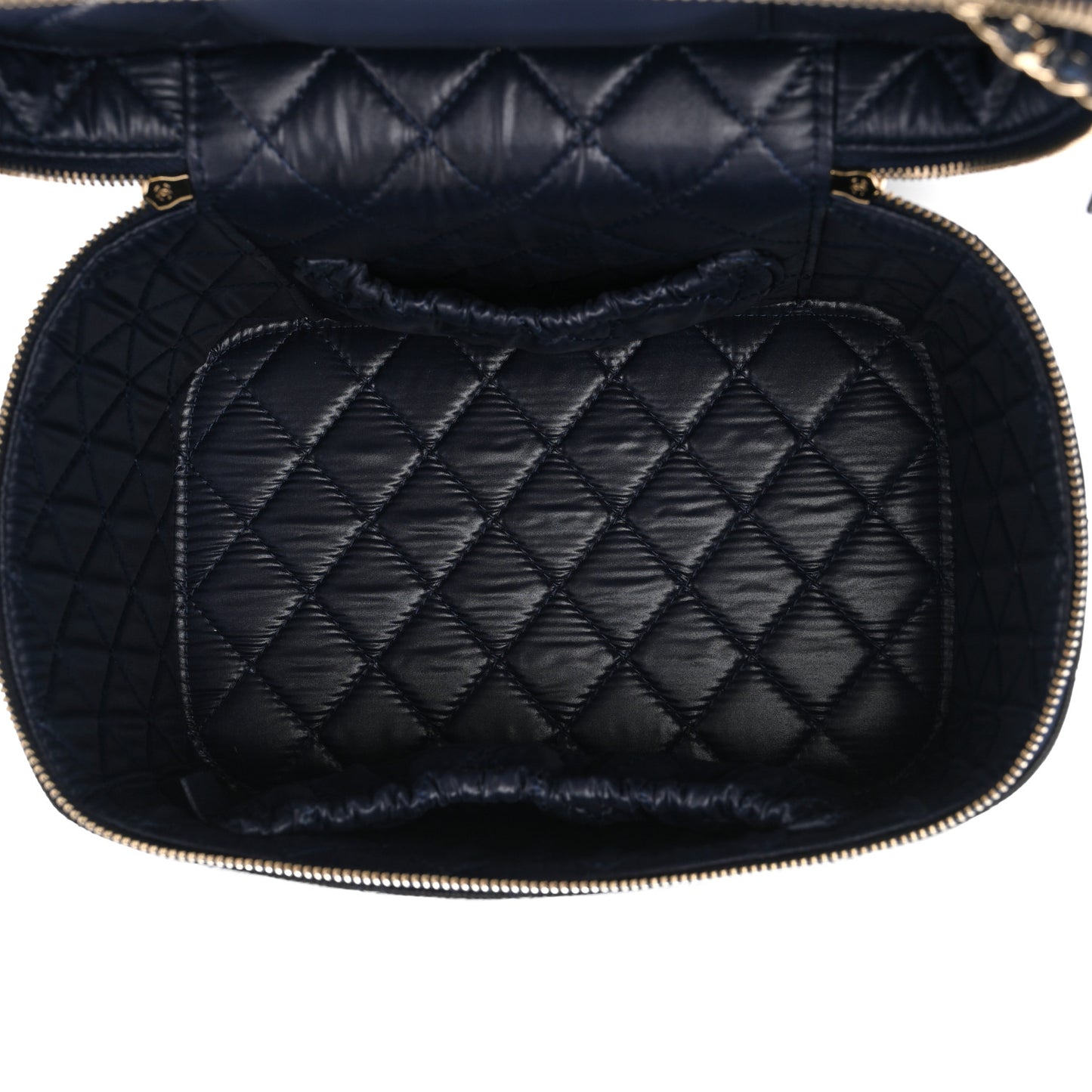 Caviar Quilted Large Vanity Pouch Navy