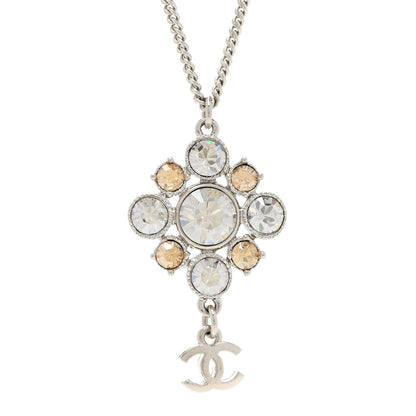 Chanel Crystal CC Drop Pendant Necklace Silver 4 of 6