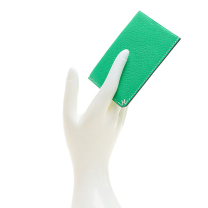 Hermes Chevre Mysore Sellier Card Holder Vert Comics Vert Fizz 2 of 12