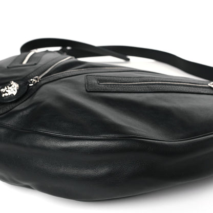 Versace Calfskin Large Repeat Zip Hobo Black 8 of 8