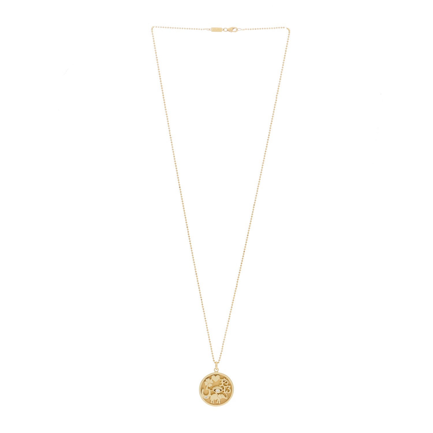 Jennifer Meyer 18K Yellow Gold Diamond Good Luck Pendant Necklace 2 of 5