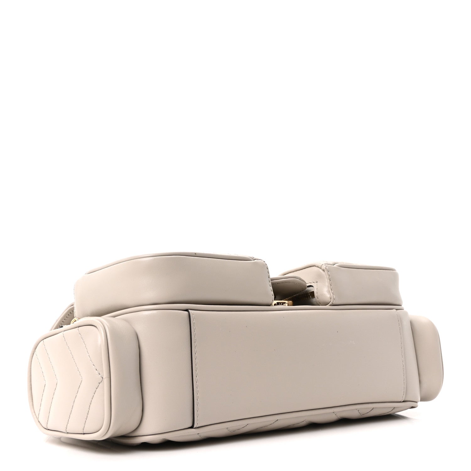 Gucci Calfskin Matelasse Small GG Marmont Multi Pocket Shoulder Bag Light Grey 4 of 10