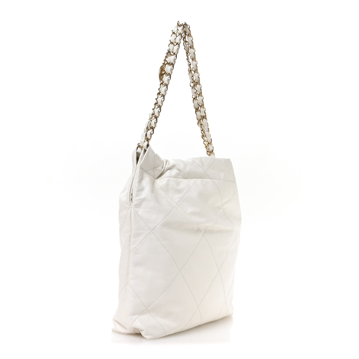 Shiny Calfskin Quilted Small Chanel 22 White