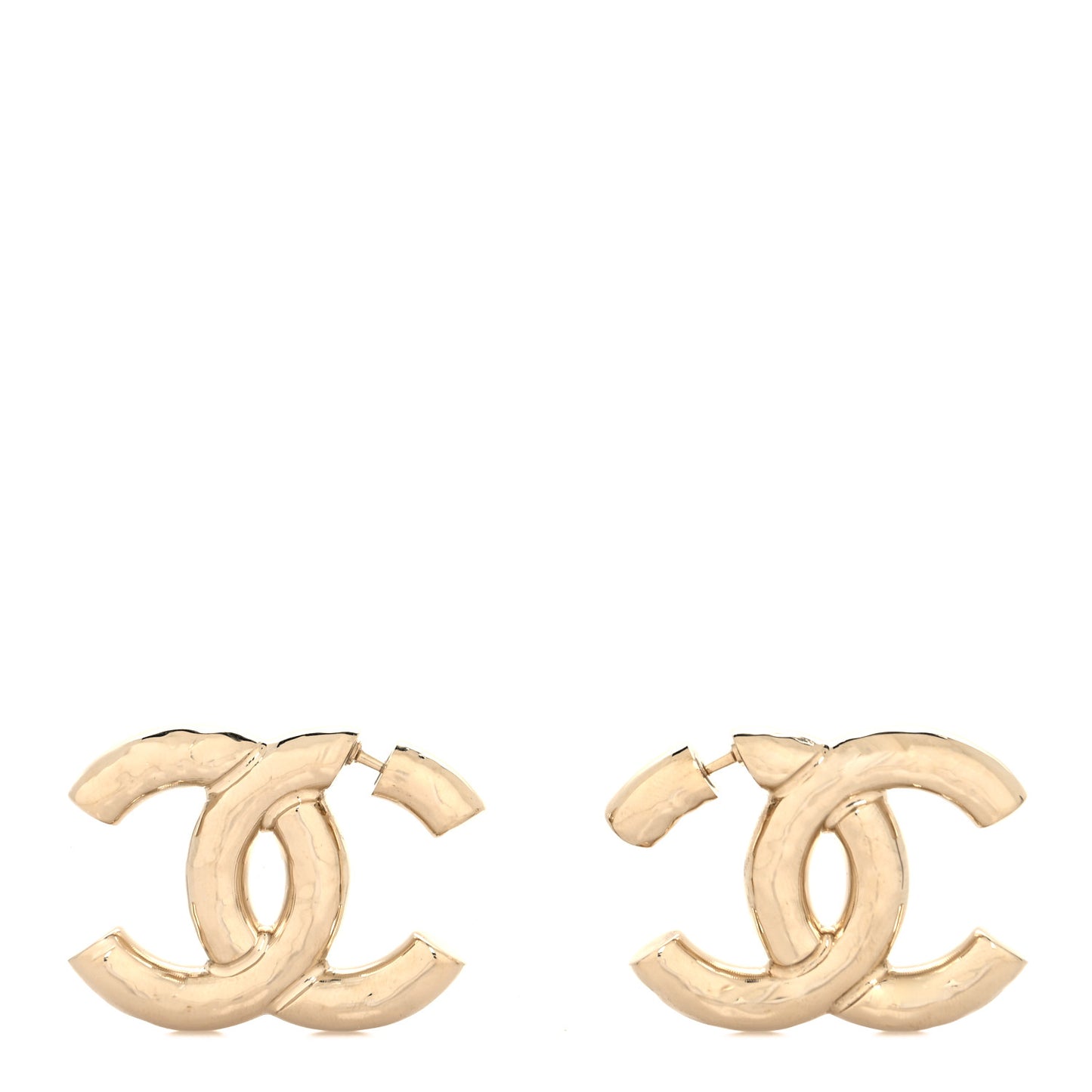 Metal Large CC Earrings Light Gold