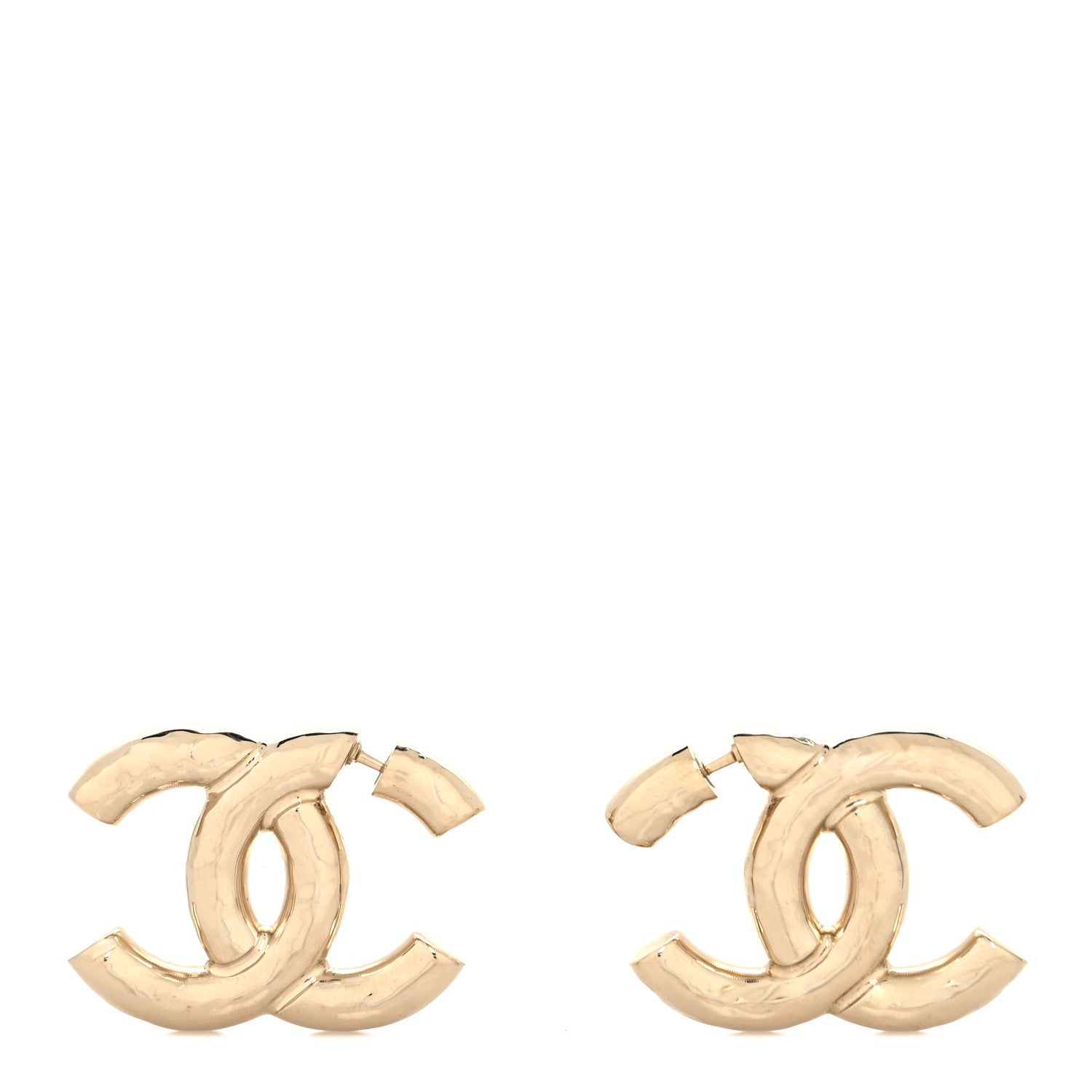 Chanel Metal Large CC Earrings Light Gold 1 of 4