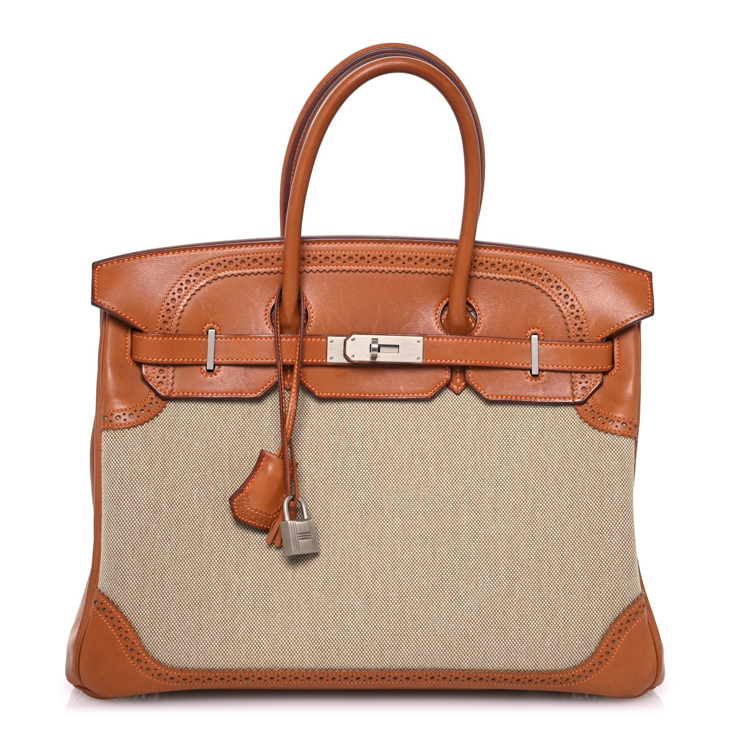 Hermes Barenia Toile Ghillies Birkin 35 Fauve 1 of 16