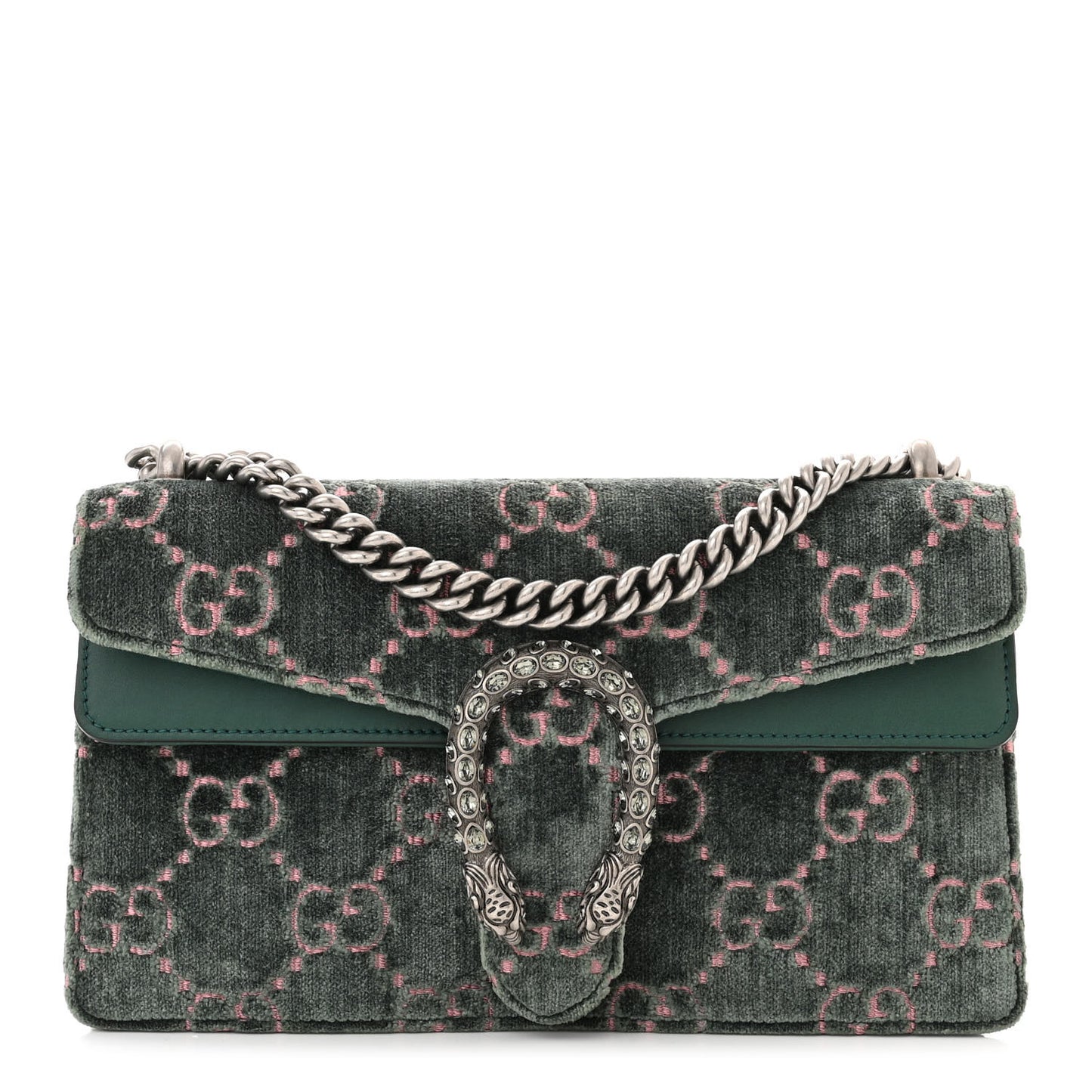 Velvet Moon Calfskin Crystal GG Monogram Small Dionysus Shoulder Bag Avio Dusty Pink Black Diamond