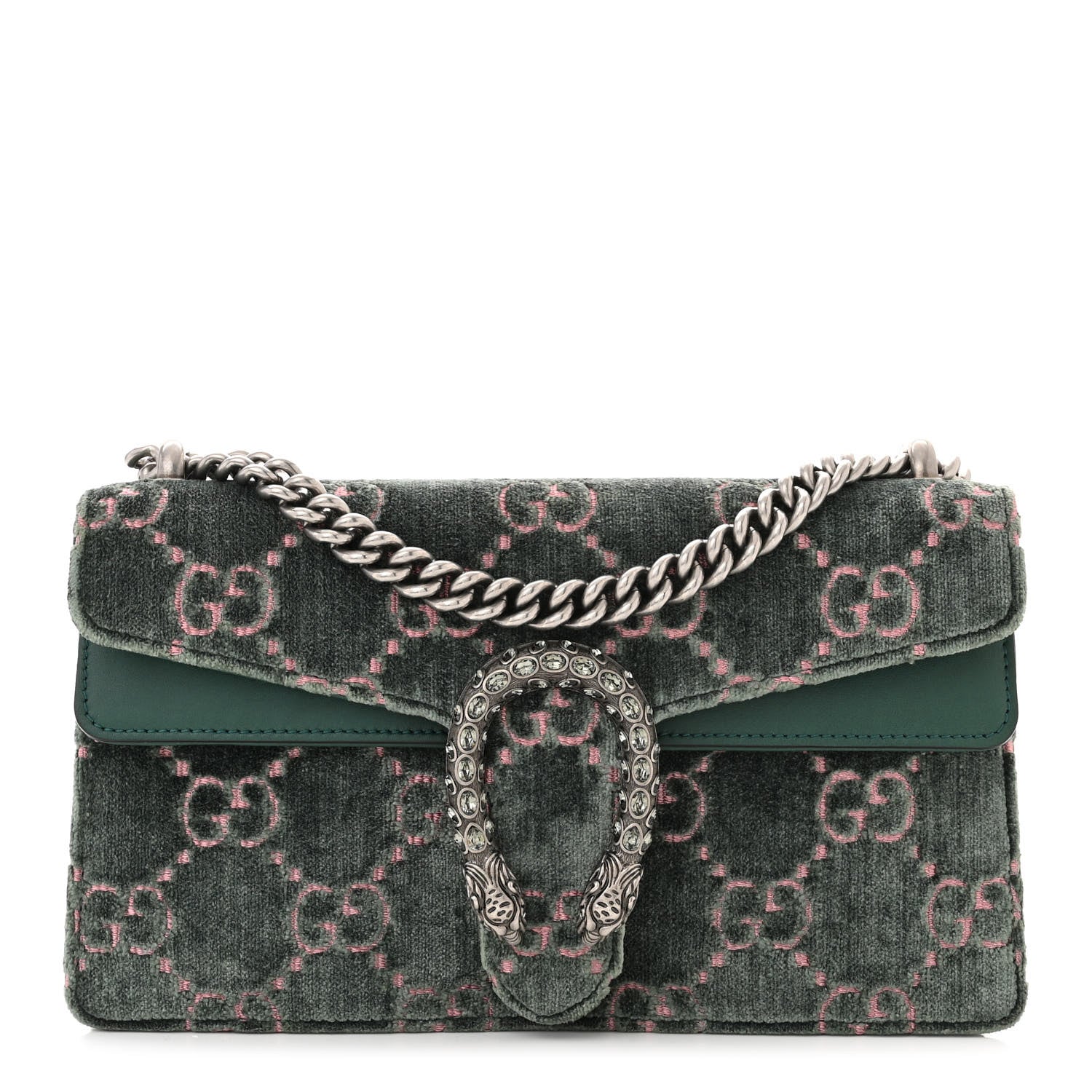 Gucci Velvet Moon Calfskin Crystal GG Monogram Small Dionysus Shoulder Bag Avio Dusty Pink Black Diamond 1 of 11