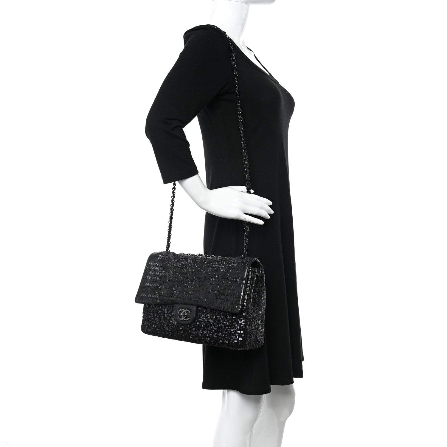 Chanel Sequin Lambskin Medium Moonlight on Water Flap Black 2 of 10