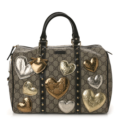 Gucci Monogram Guccissima Hearts Studded Medium Joy Boston Dark Brown 1 of 12