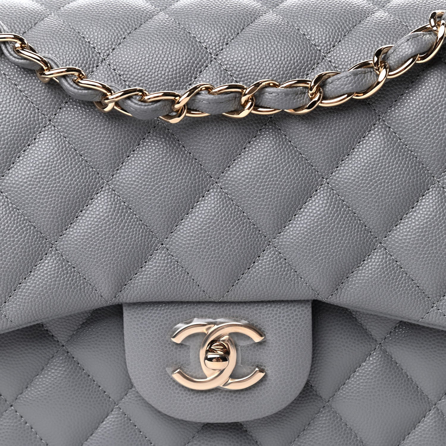 Chanel Caviar Quilted Jumbo Double Flap Grey 10 of 11