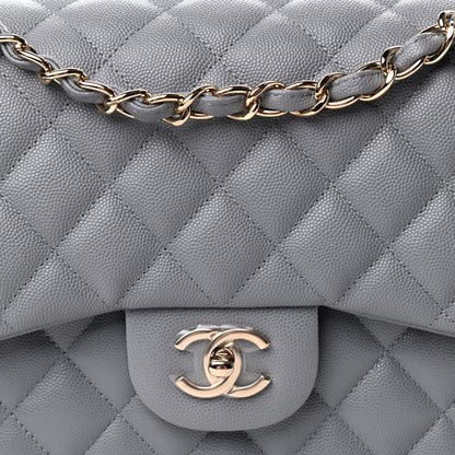 Chanel Caviar Quilted Jumbo Double Flap Grey 10 of 11
