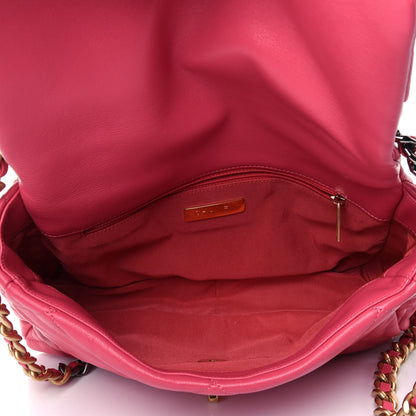 Chanel Goatskin Quilted Large Chanel 19 Flap Dark Pink 4 of 9