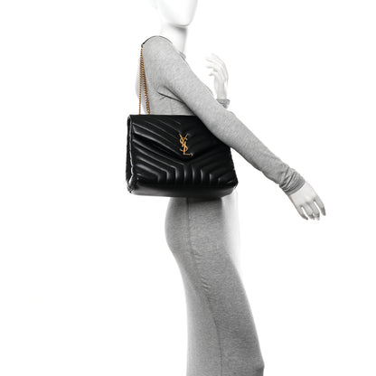 Saint Laurent Calfskin Y Quilted Monogram Medium Loulou Chain Satchel Black 2 of 10