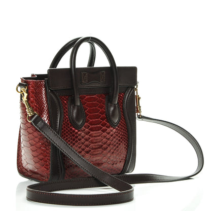 Celine Python Smooth Calfskin Nano Luggage Burgundy 3 of 6