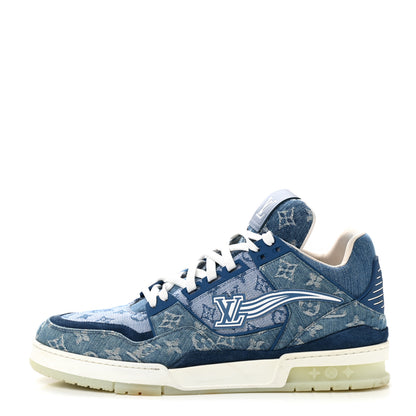 Louis Vuitton Monogram Denim Mens Trainer Sneakers 11 Blue 1 of 10