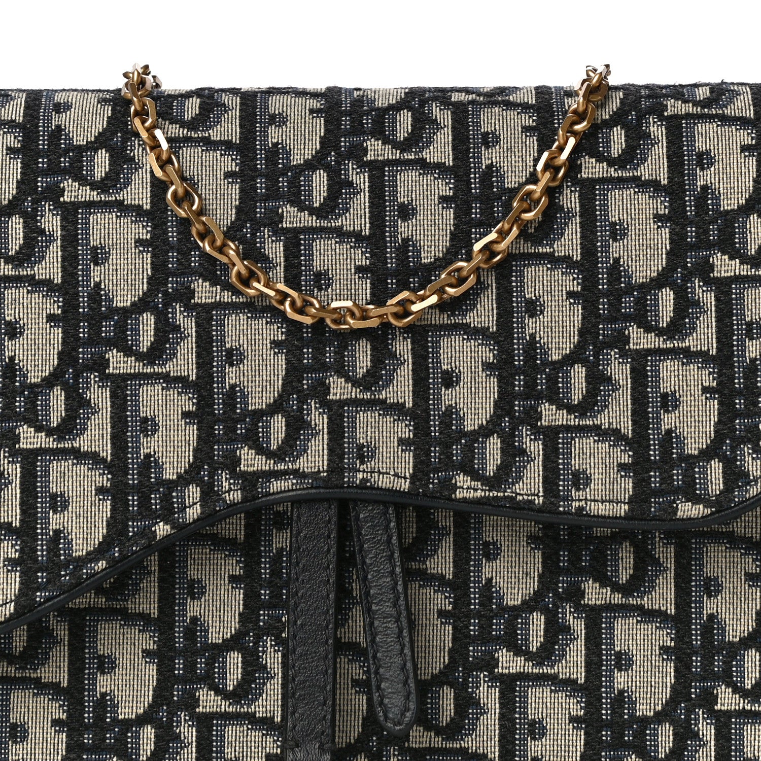 Christian Dior Oblique Saddle Chain Pouch Blue 8 of 10