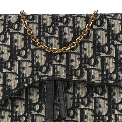Christian Dior Oblique Saddle Chain Pouch Blue 8 of 10