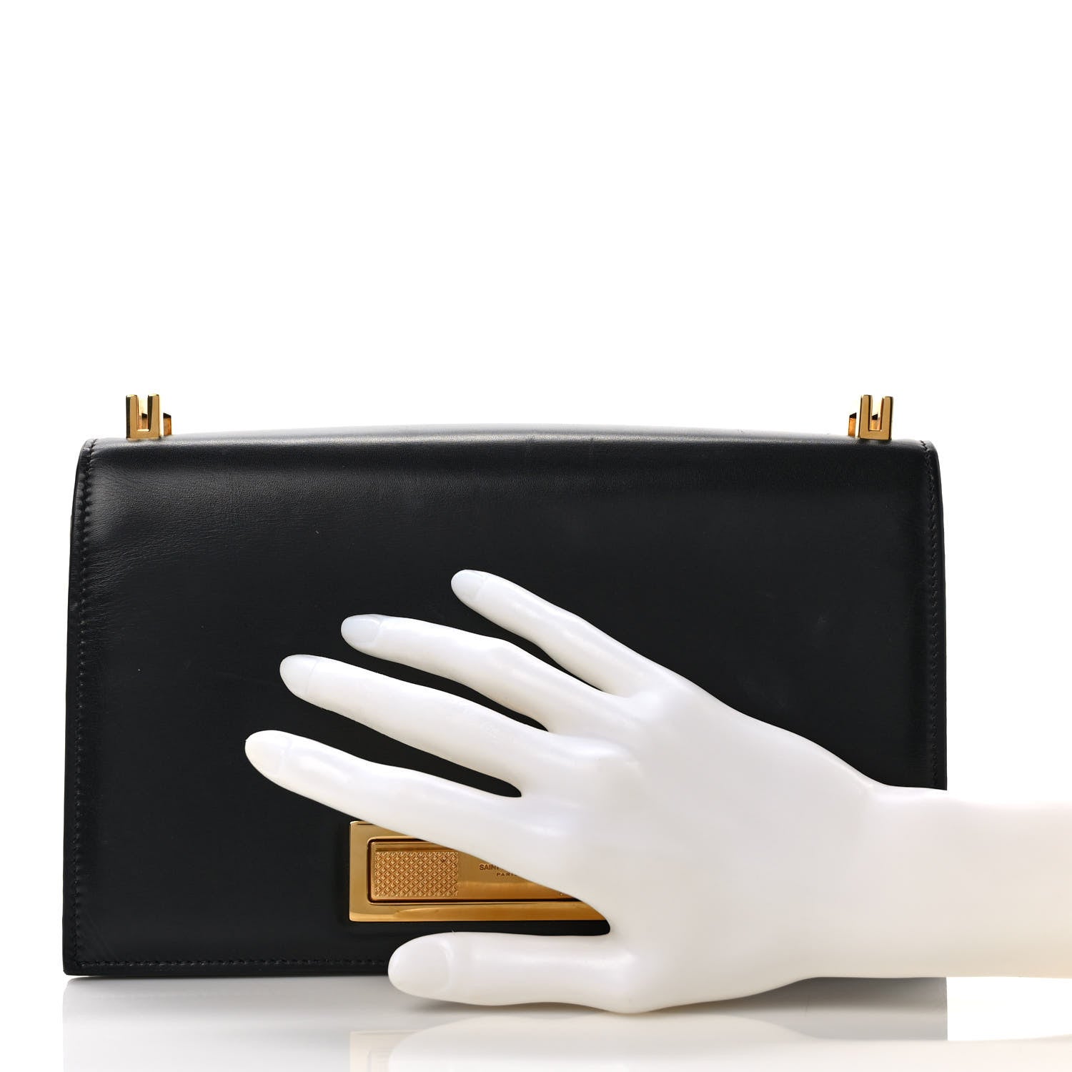 Saint Laurent Smooth Calfskin Medium Domino Shoulder Bag Black 2 of 8