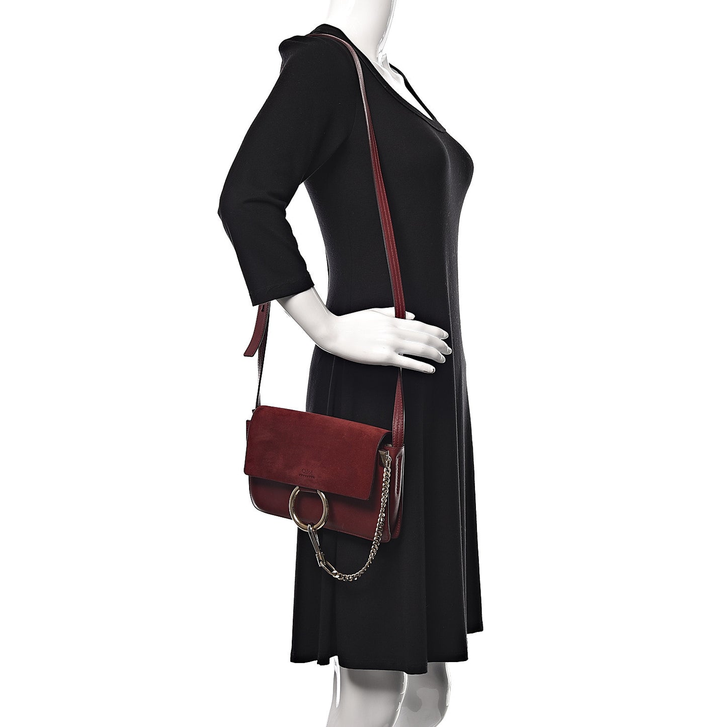 Suede Calfskin Mini Faye Shoulder Bag Plum Purple