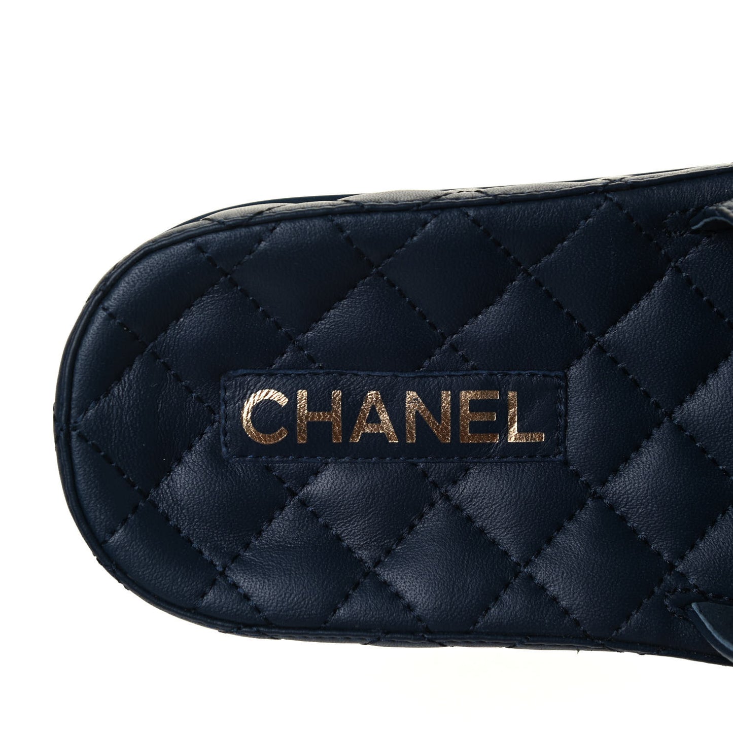 Lambskin Quilted CC Mules Sandals 37 Navy Blue