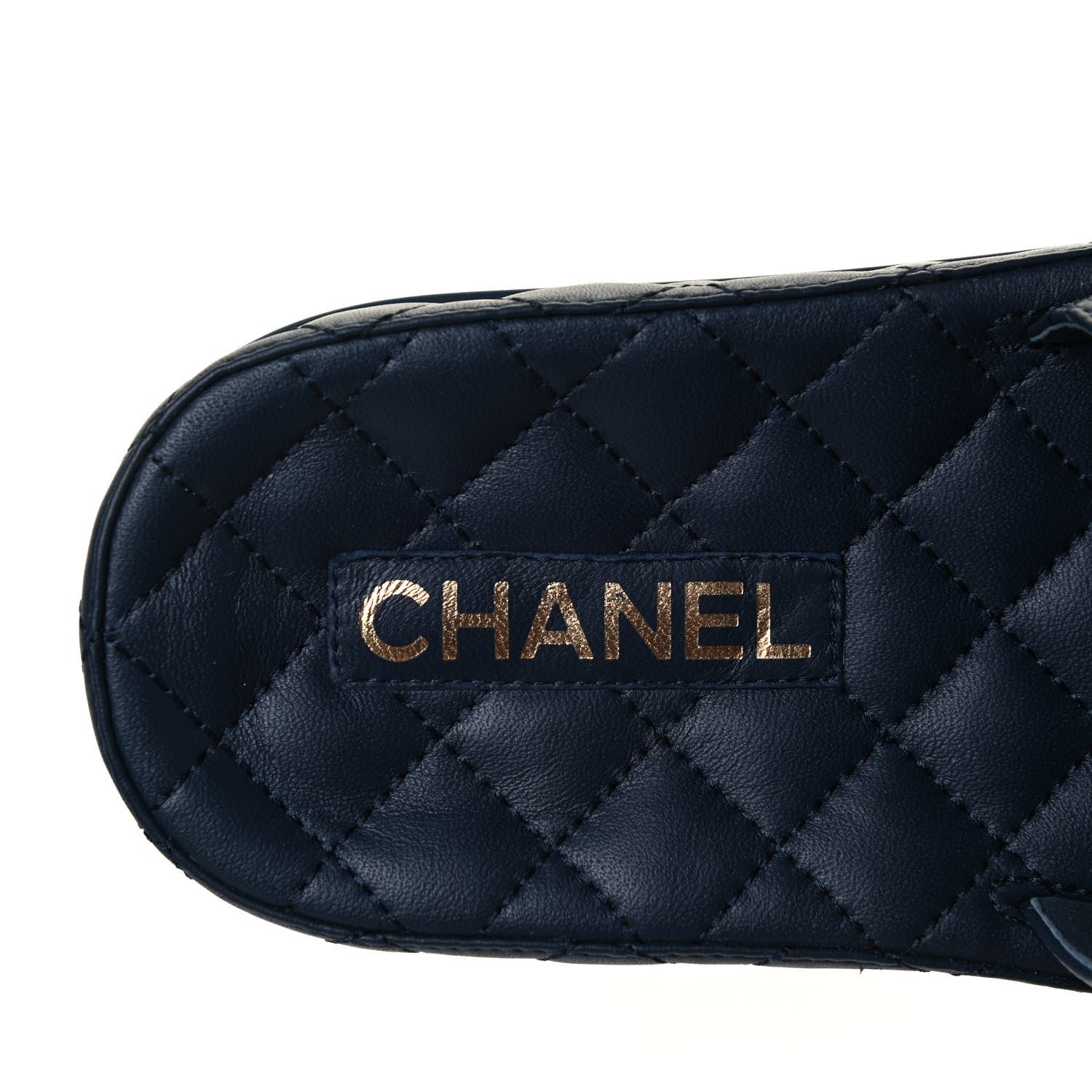 Chanel Lambskin Quilted CC Mules Sandals 37 Navy Blue 5 of 5