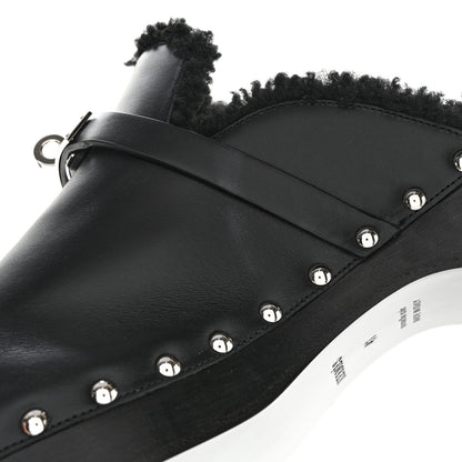 Hermes Calfskin Woolskin Carlotta Mules 41 Black 9 of 12