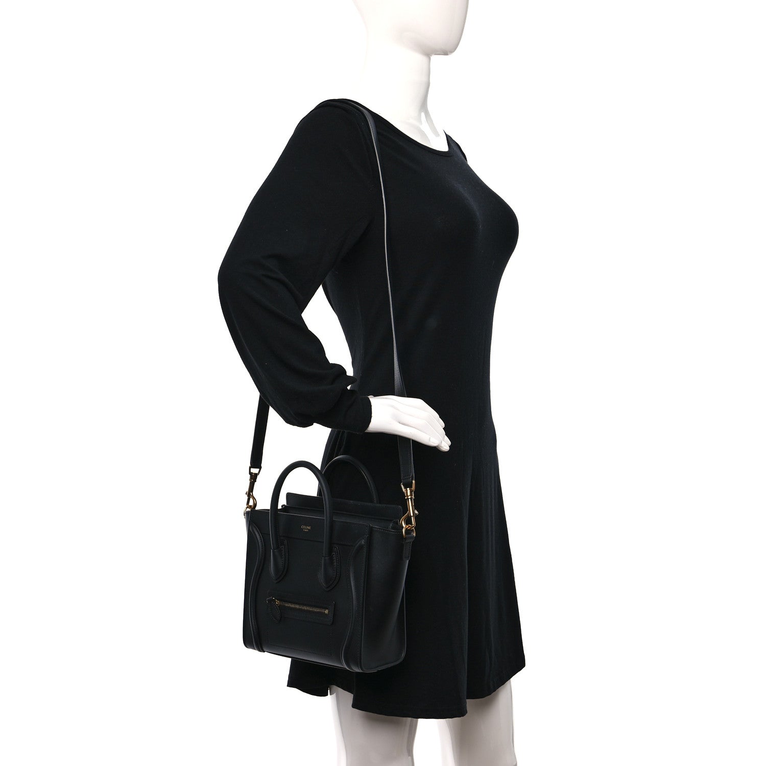 Celine Smooth Calfskin Nano Luggage Black 2 of 11