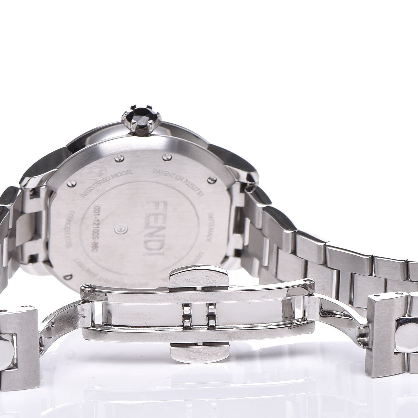 Stainless Steel Mother of Pearl Topaz Spinel 33mm Ishine Rotating Gem Quartz Watch Black
