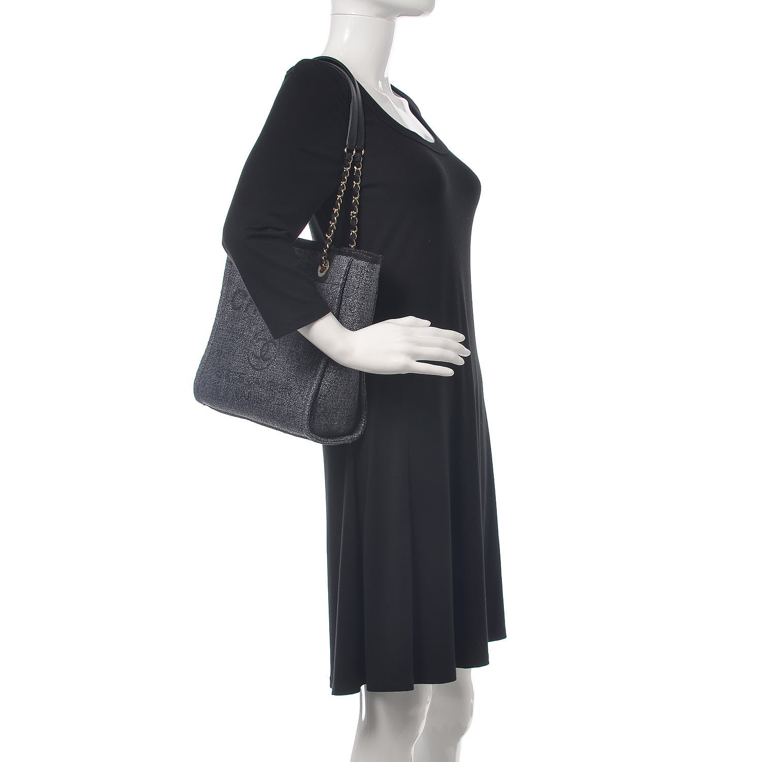 Chanel Lurex Straw Mini Deauville Tote Black 2 of 9