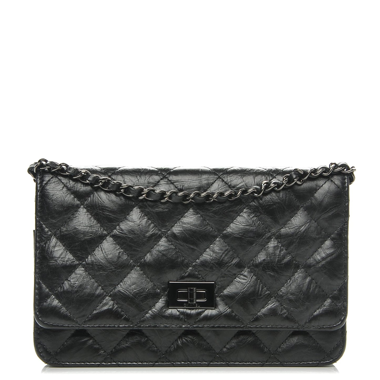 Aged Calfskin Quilted Reissue Wallet On Chain WOC Black