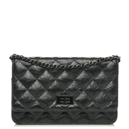 Chanel Aged Calfskin Quilted Reissue Wallet On Chain WOC Black 1 of 8