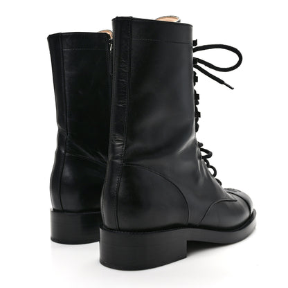 Chanel Calfskin Lace Up Combat Boots 41 Black 4 of 10