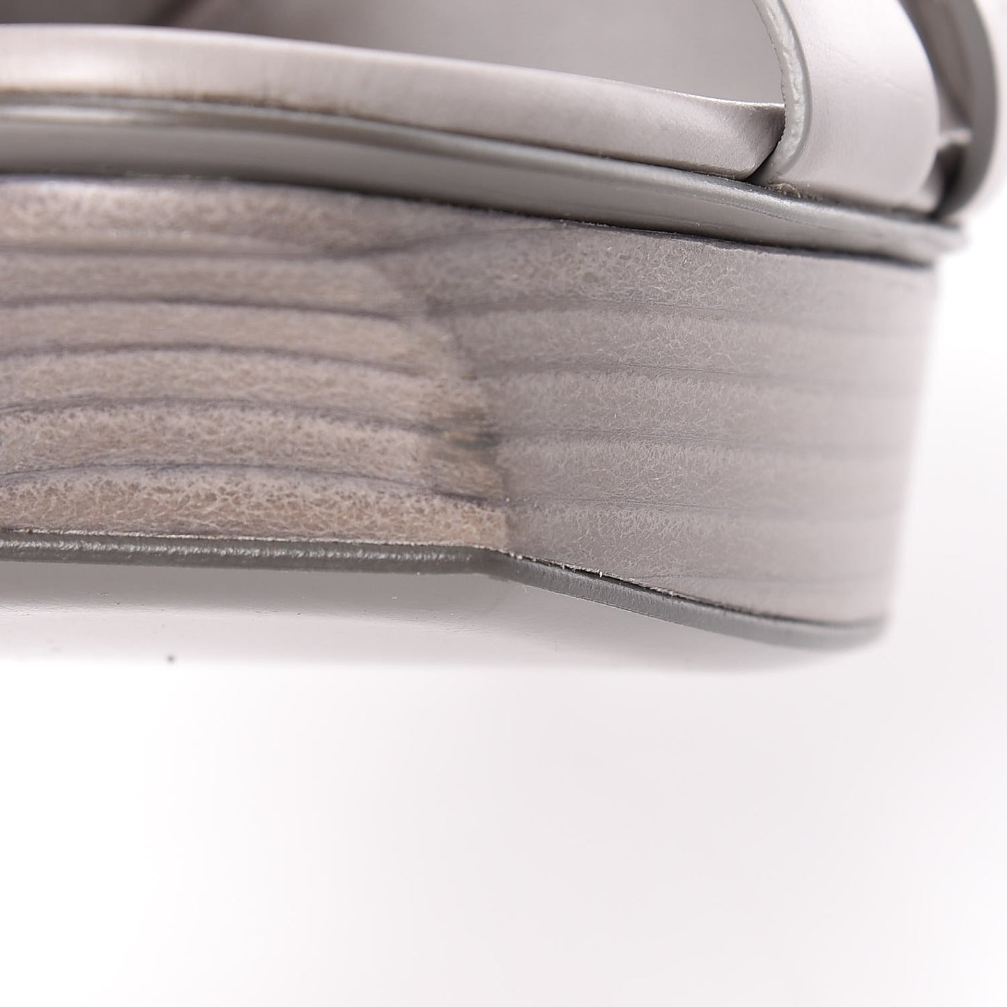 Calfskin Tribute 75 Platform Sandals 38.5 Oyster Gray