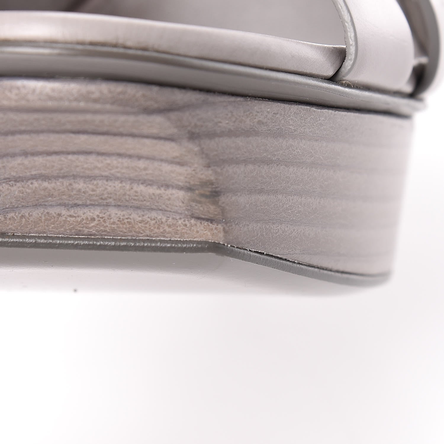 Saint Laurent Calfskin Tribute 75 Platform Sandals 38.5 Oyster Gray 8 of 9