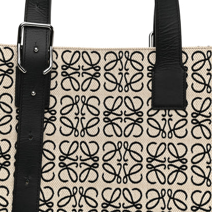 Loewe Jacquard Anagram Calfskin Buckle Tote Black 7 of 10