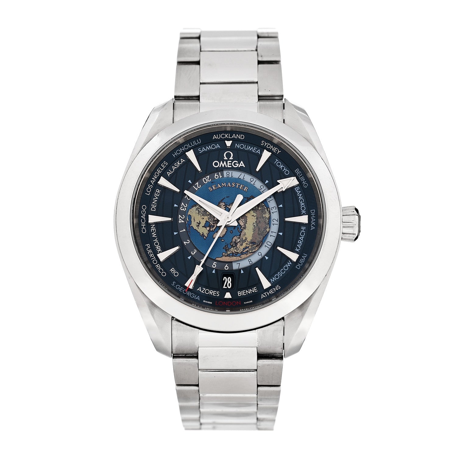 Omega Stainless Steel 43mm Seamaster Aqua Terra World Time Chronometer Automatic Watch Blue 220.10.43.22.03.001 1 of 5