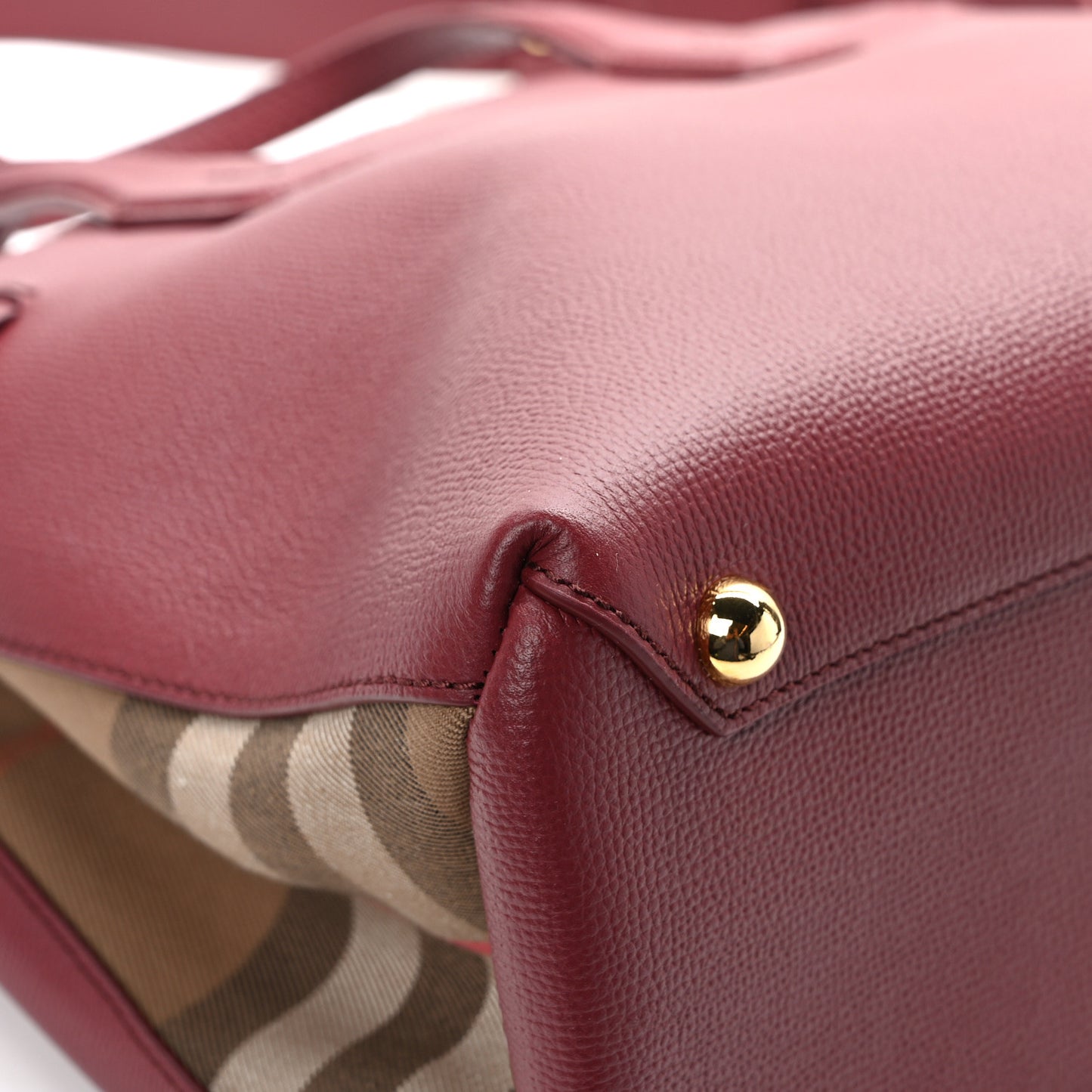 Grainy Calfskin House Check Medium Banner Tote Crimson