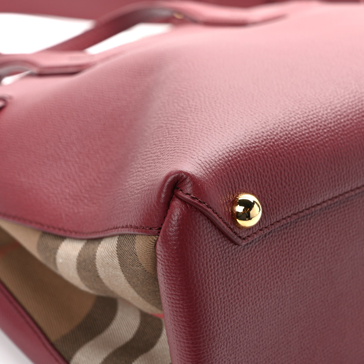 Burberry Grainy Calfskin House Check Medium Banner Tote Crimson 10 of 11