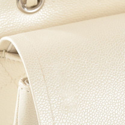 Chanel Pearly Caviar Quilted Jumbo Double Flap Dark White 10 of 11