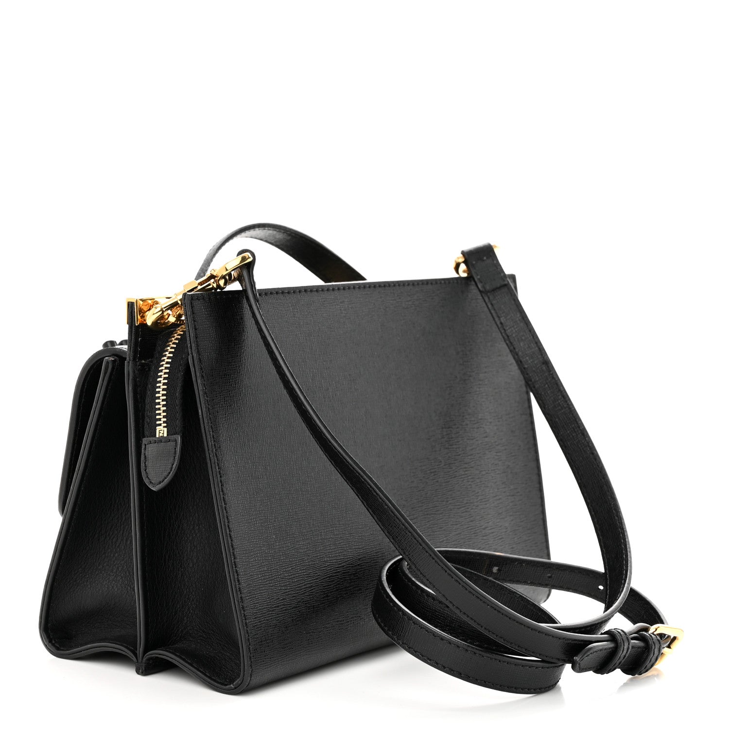 Fendi Vitello Elite Studded Monster Mini Demi Jour Shoulder Bag Black 3 of 12
