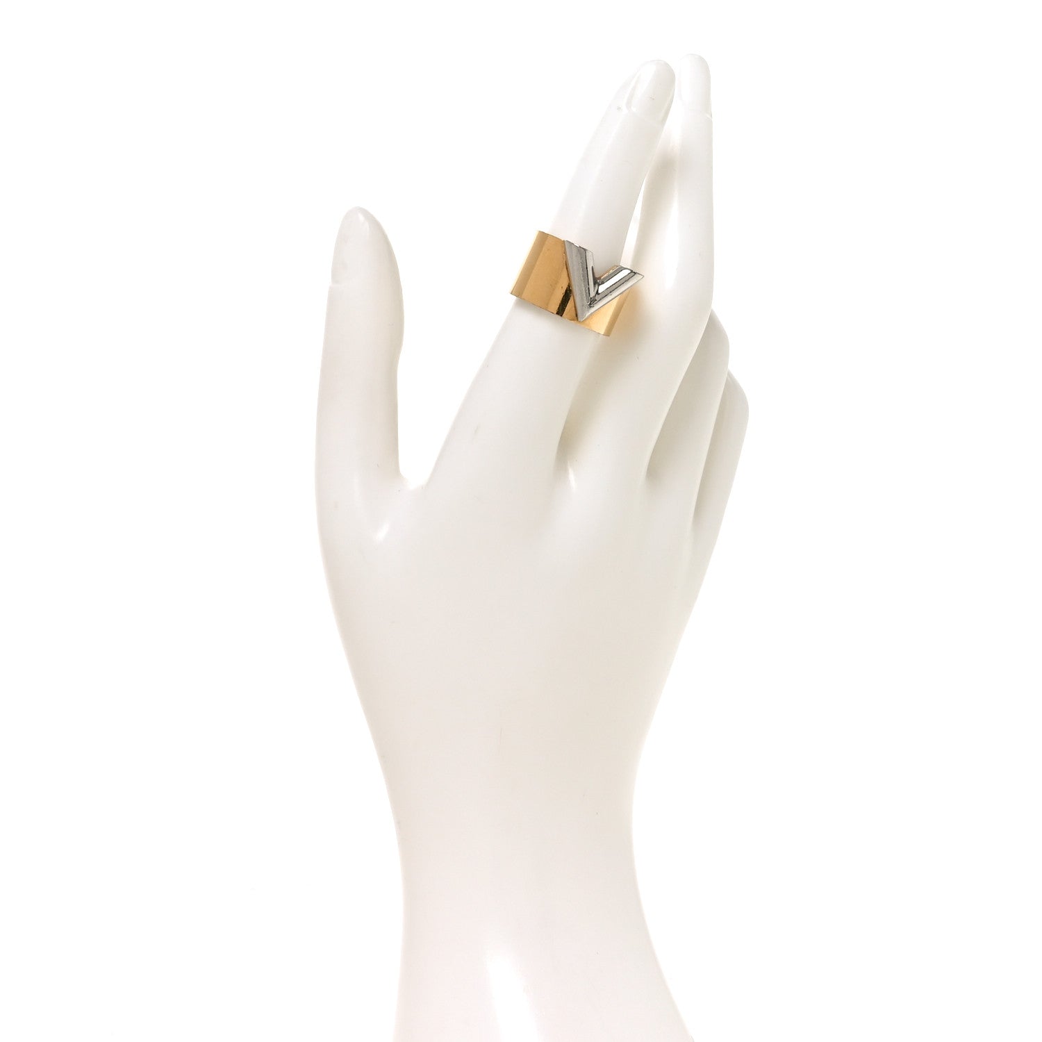 Louis Vuitton Brass Essential V Ring M 54 6.75 Gold Silver 1818397
