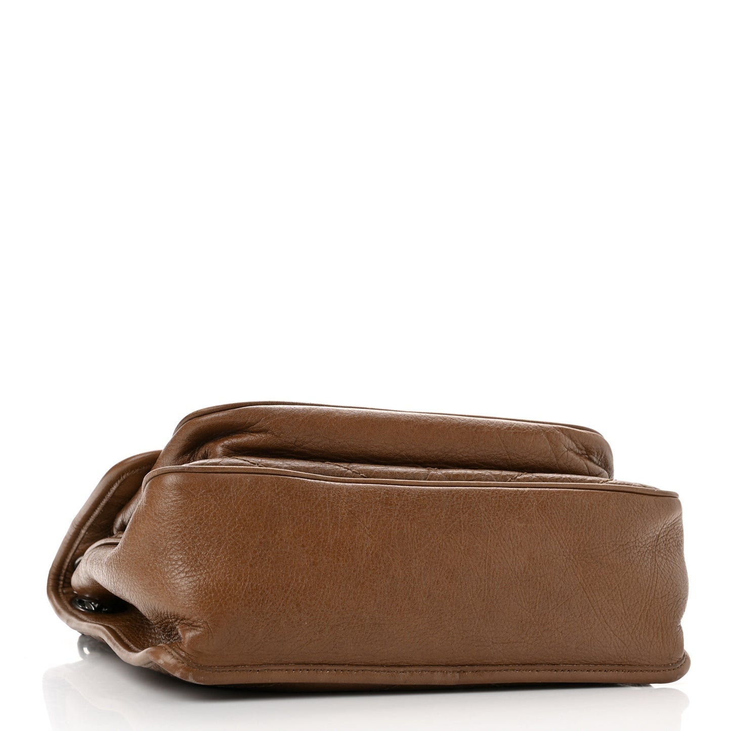 Crinkled Calfskin Matelasse Monogram Medium Niki Chain Satchel Tan Brown