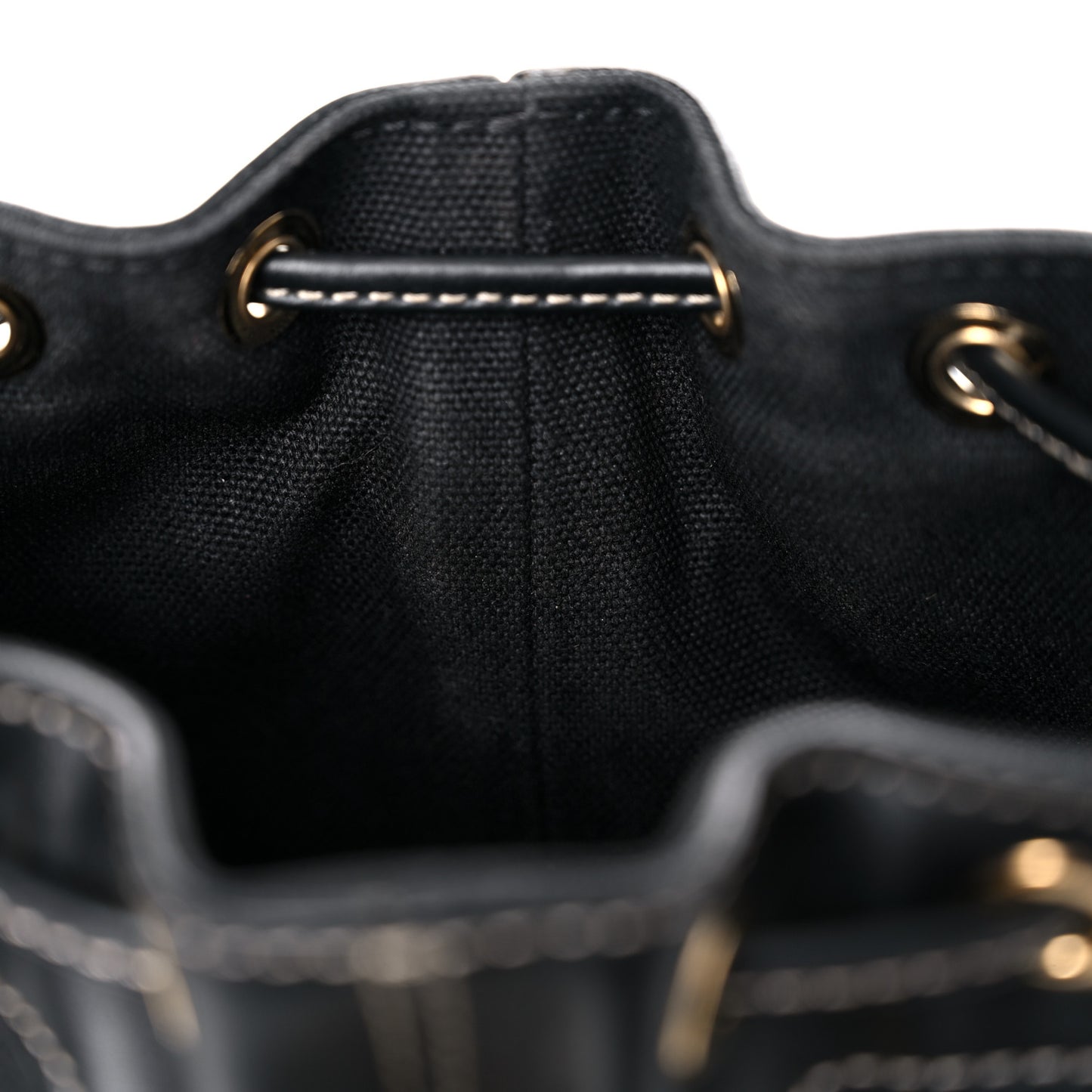 Canvas Vitello King F is Fendi FF Embroidered Mini Mon Tresor Bucket Bag Black