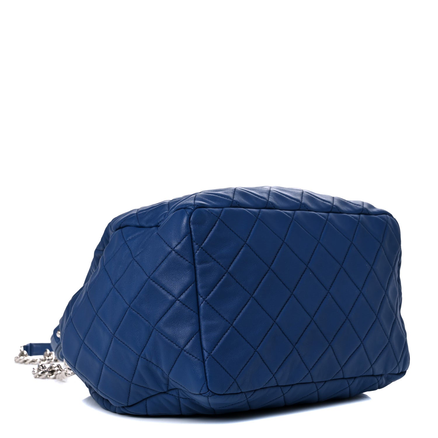 Chanel Lambskin Quilted CC Chain Bucket Drawstring Bag Blue 4 of 10