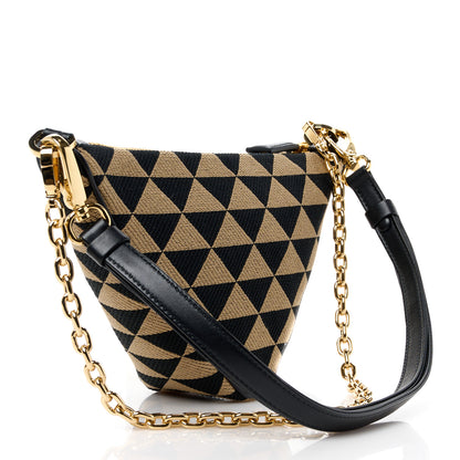 Prada Jacquard Calfskin Triangolo Symbole Embroidered Mini Triangle Double Bag Black Corda 3 of 10