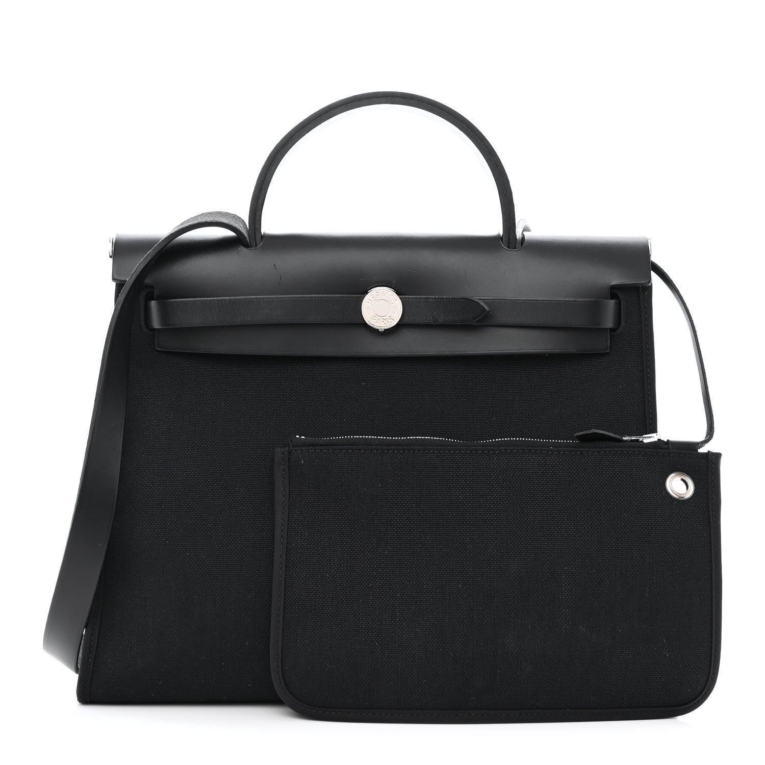 Hermes Military Toile Vache Hunter Herbag Zip PM 31 Black 1 of 13