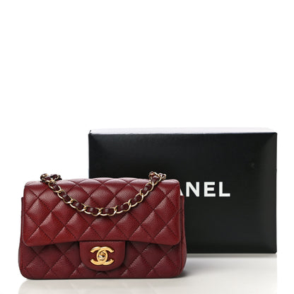 Chanel Caviar Quilted Mini Rectangular Flap Dark Red 10 of 11